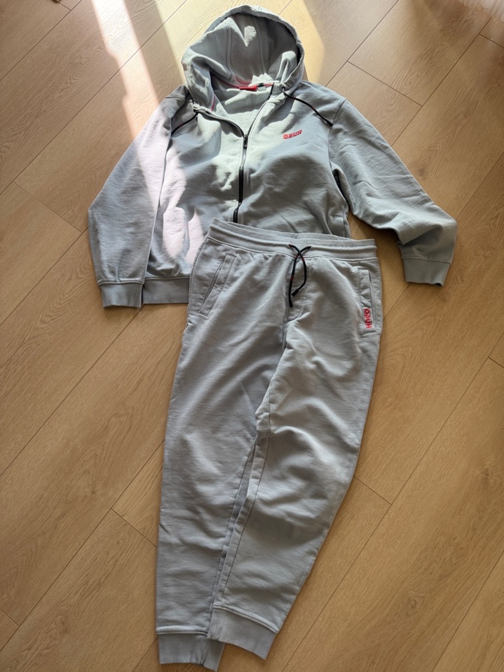 Hugo boss Light Gray Hooded Zip Sweatshirt & Jogger Set